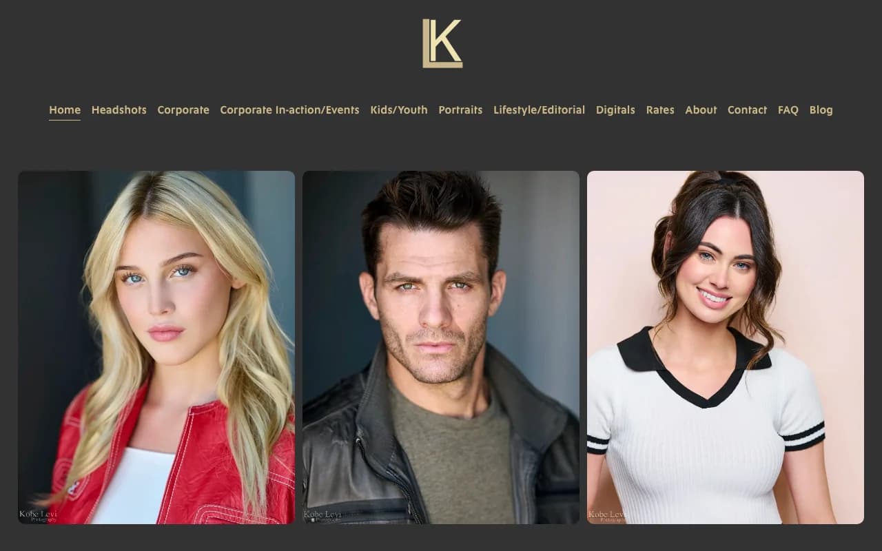 Kobe Levi Headshot Photography website